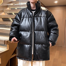 男士皮棉衣冬季加厚立领棉服潮棉袄字母印花青年A266-PY2101-P80，男装棉衣，电商A266