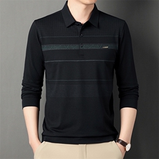 polo衫男士t恤纯棉带领长袖卫衣春秋薄款打底衫秋衣爸爸秋装上衣T，男装T恤，电商B212（原钱塘6029）
