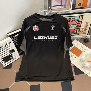 速干运动美式投篮服篮球短袖训练拼接复古街头t恤斗志主题图片