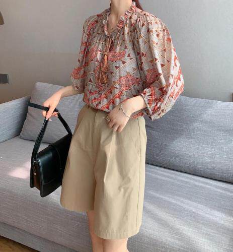 【夏季新款】印花上衣西装短裤两件套，女装西装，笑思源
