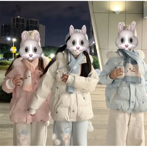 1506A/G79220/P99日系甜爱小个子毛领连帽棉服百搭宽松保季棉衣图片