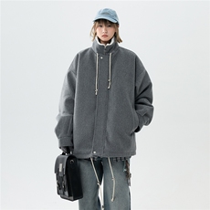 抽绳立领呢子羊羔绒内胆棉衣宽松加厚保暖抗寒棉服A170-N65-P125，男装棉衣，电商A170