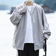 日系休闲冰丝防晒衣男女夏季薄款连帽夹克潮牌户外运动冲锋衣外套，男装防晒衣，星座505-2（原电商A260-1)