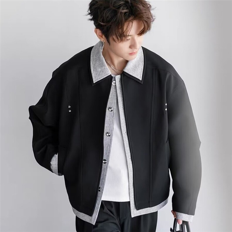 2025美式拼接工装外套男秋新款宽松飞行夹克休闲上衣W6862-P73,男装夹克,星座412-3