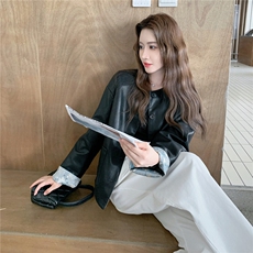 新中式风两面穿碎花皮衣外套女秋季2025新款巨好看休闲减龄夹克，女装皮衣，2C218