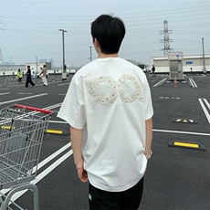 万针全刺绣工艺抖音得物高品质260克重磅纯棉双纱美式高街短袖T恤，男装T恤，电商A486