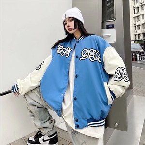 欧美高街夹克男女韩版潮流痞帅字母2024春秋新款ins外套W4604-P46图片