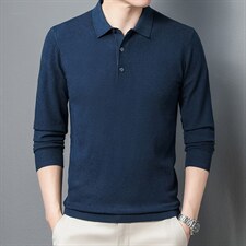 秋季男士纯棉长袖T恤翻领纯色上衣中年休闲卫衣体恤打底衫，男装卫衣，电商B212（原钱塘6029）