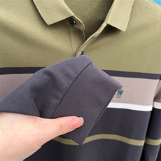 时尚男士长袖t恤春秋季2023新款polo衫中老年男翻领秋衣爸爸体恤，男装Polo衫，电商B212（原钱塘6029）