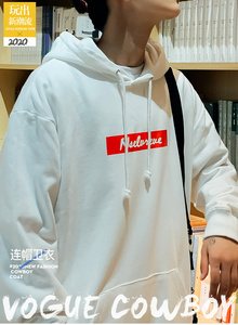 新款潮流青少年秋季男女同款连帽卫衣宽松印花百搭套头W01---p30图片