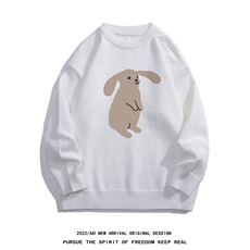 白底22秋冬新款时尚潮流趣味印花保暖圆领套头毛衣M1056P50控68，男装针织衫/毛衣，电商A247-1