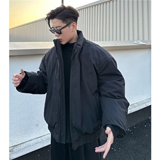 黑色飞行夹克棉服男款冬季潮牌高级感外套美式高街cleanfit棒球服，男装棉衣，星座213