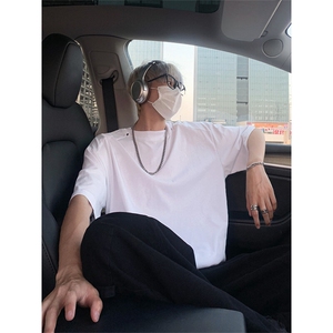 重磅美式高街金属装饰短袖T恤男女复古宽松半袖t恤T3625-特价P25,男装T恤,电商A007