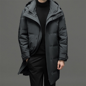 男士中长款羽绒服新款冬季中年商务休闲爸爸装加厚保暖冬装外套图片