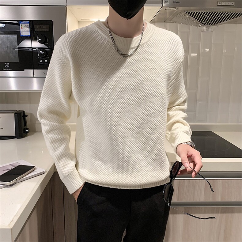 小伙风~2026秋季新款华夫格圆领套头毛衣 M024/P65图片