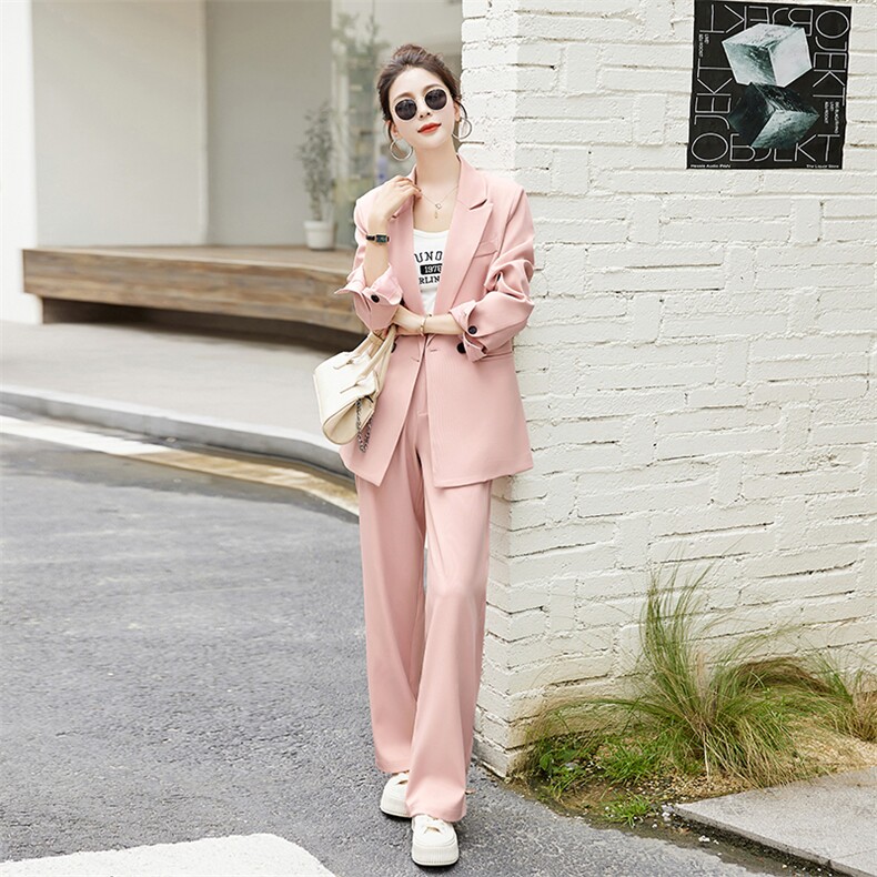 2023西装套装女秋气质设计感显瘦阔腿裤休闲西服盐系轻熟两件套装,女装套装/套裙,雅佳俏