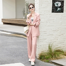2023西装套装女秋气质设计感显瘦阔腿裤休闲西服盐系轻熟两件套装，女装套装/套裙，雅佳俏