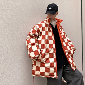 2025秋冬新款两面穿棉服外套男冬加厚格子情侣面包服棉衣 M8012图片