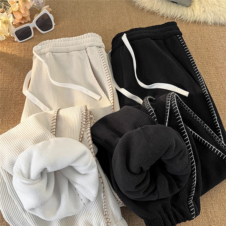 加绒裤子男士冬季加绒加厚休闲长裤潮牌宽松青少年2025新款卫裤，男装休闲裤，电商A020