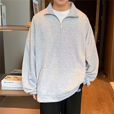 纯色卫衣男潮ins港风潮流半拉链W8801P36，男装卫衣，星座1116-2