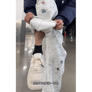 春装高品质扎染刺绣工艺弯刀卫裤男重磅复古垂感休闲运动裤阔腿裤图片