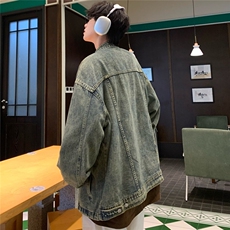 美式复古水洗做旧黄泥色牛仔外套男女情侣潮牌夹克S05P70，男装工装外套，星座1112-1