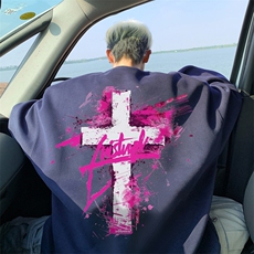 360克重磅纯棉加厚华棉美式卫衣圆领印花大码XZ517A-3-FR8010-P35，男装卫衣，星座517A-3