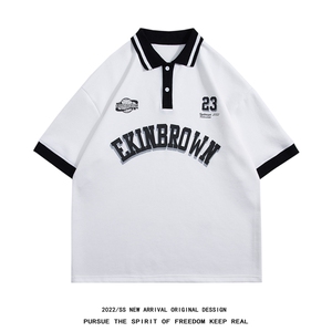 1白底中性风polo衫潮大码M-5XL翻领情侣短袖T恤男DP7741P45控59图片