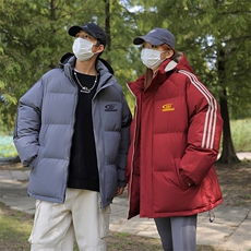 冬季拼三条杠面包服宽松男女情侣连帽棉衣羽绒棉C408M1248P100，男装棉衣，电商C408(原B339-1)