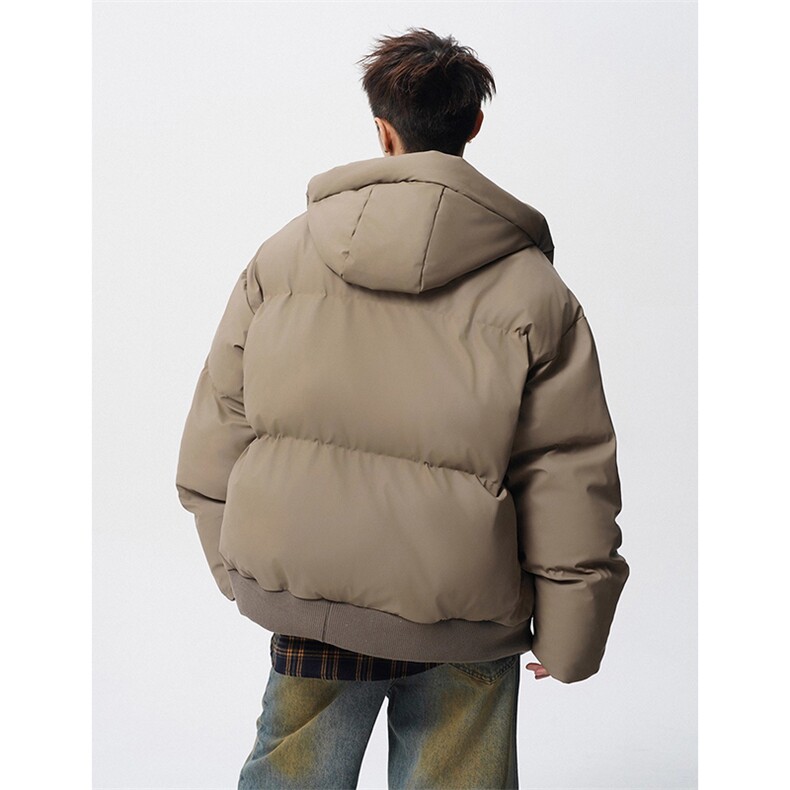 现货5W件冬季三防重磅boxy短款羽绒连帽PU皮棉衣外套防风加厚棉服,男装棉衣,电商A486-1