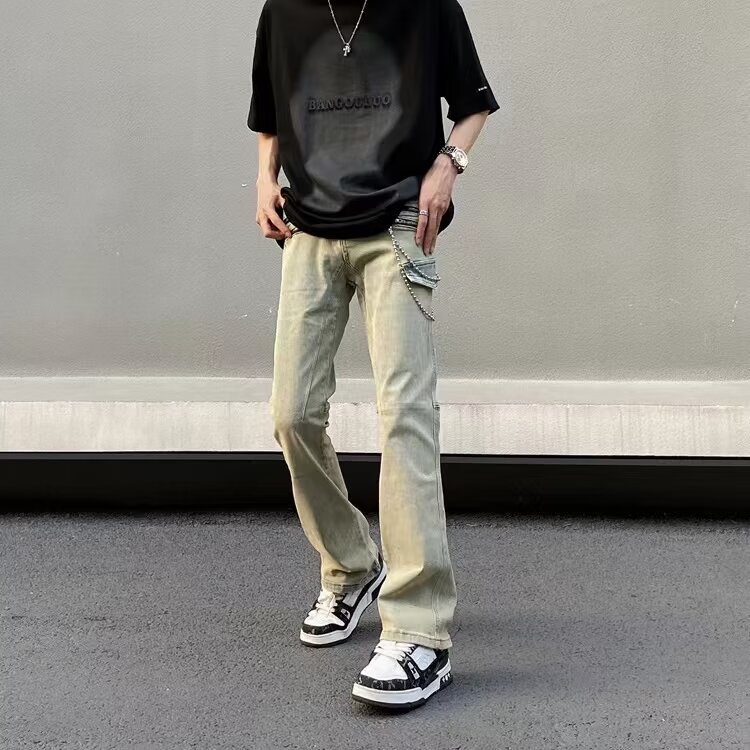 美式破洞牛仔裤高街潮牌男款2024新款夏季宽松设计感男生裤子,男装牛仔裤,星座218-1（原230）