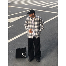 特P35无差价新款秋季时尚格子长袖衬衫-HS2298男模外景，男装衬衫，电商A003