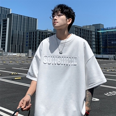 ！2025夏季男士钢印星空麂皮绒短袖T恤潮牌半袖TL341特P28，男装T恤，电商B220