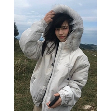 网图有货加厚毛领连帽棉衣外套防风戴帽保暖棉服男女A1128-P98，男装棉衣，星座1505