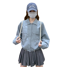 拼接春季秋季单排扣百搭女短外套小个子上衣短款春秋牛仔休闲复古，女装短外套，浙宝192（原082）