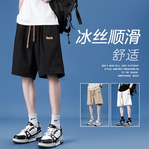 夏款男短裤冰丝西裤贴标系带五分休闲裤加大码M-5XL D123 P25图片