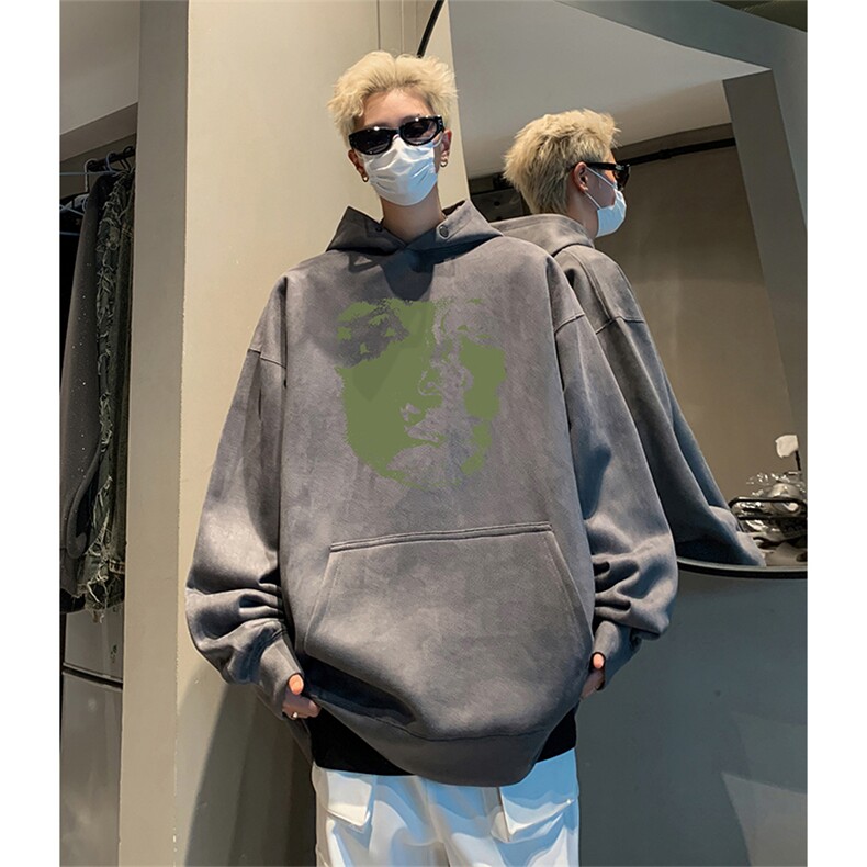 抖音得物供货提供视频秋冬重磅美式麂皮绒连帽卫衣JLM16,男装卫衣,电商A486