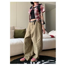 美式复古简约廓形拖地弯刀裤男女宽松休闲阔腿工装裤B3018-P55，男装工装外套，星座1001-1
