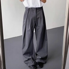 男士灰色西装裤子男春季直筒宽松2025新款垂坠感阔腿裤休闲裤长裤，男装西服套装，星座506A