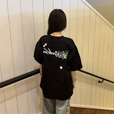 万针全刺绣工艺抖音得物高品质260克重磅纯棉双纱美式高街短袖T恤，男装T恤，电商A486-1