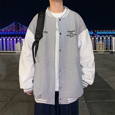 Y9907P30港风外景港风卫衣秋季字母数字印花拼色棒球领开衫，男装卫衣，电商A026-1