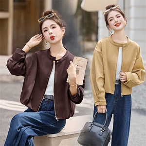 仿鹿皮绒夹克外套女2025年秋季新款时尚休闲宽松洋气百搭短款上衣图片