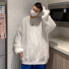 XZ517A-1-35109P68情侣毛衣2025新款宽松大码男港风圆领，男装针织衫/毛衣，星座517A-1
