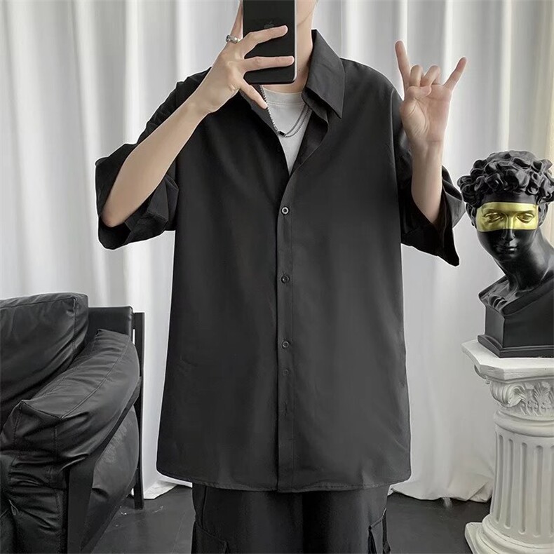 短袖纯色衬衫春款男港风潮流C0009P30,男装衬衫,星座1116-2