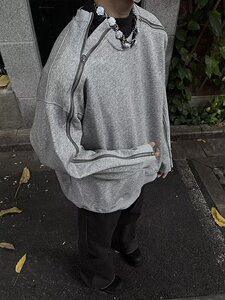 秋冬款重磅宽松纯色双拉链卫衣男女美式高街情侣装外套L67855-P45图片