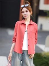 衬衫女纯色绣花简约时尚百搭，女装衬衫，芙芮