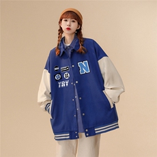中性风23春季时尚潮牌贴标印花翻领棒球服夹克外套G603P85控108，男装夹克，A247A