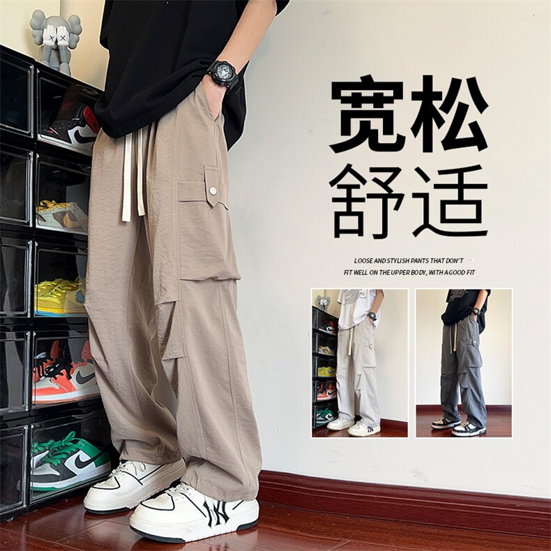 直播数据款 春季新款大口袋伞兵裤宽松直筒休闲裤工装裤 K515-P42图片