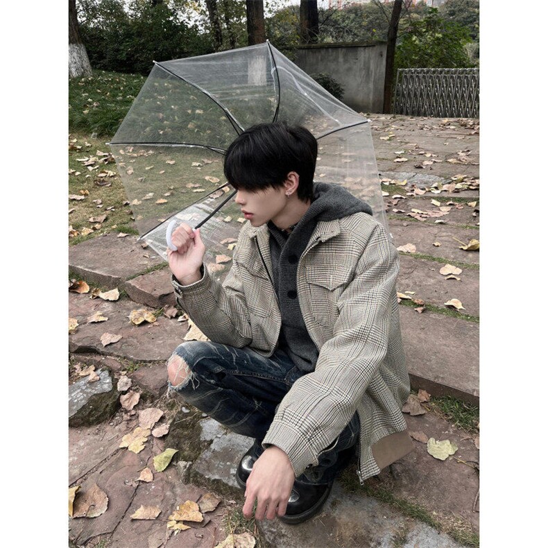 【有货】JK366CC-特P78千鸟格哈灵顿毛呢外套男短款立领夹克,男装夹克,星座1007（原301D）