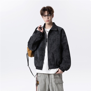 秋冬钢印扎染皮夹克外套男 D309B-JK01-P90控128图片